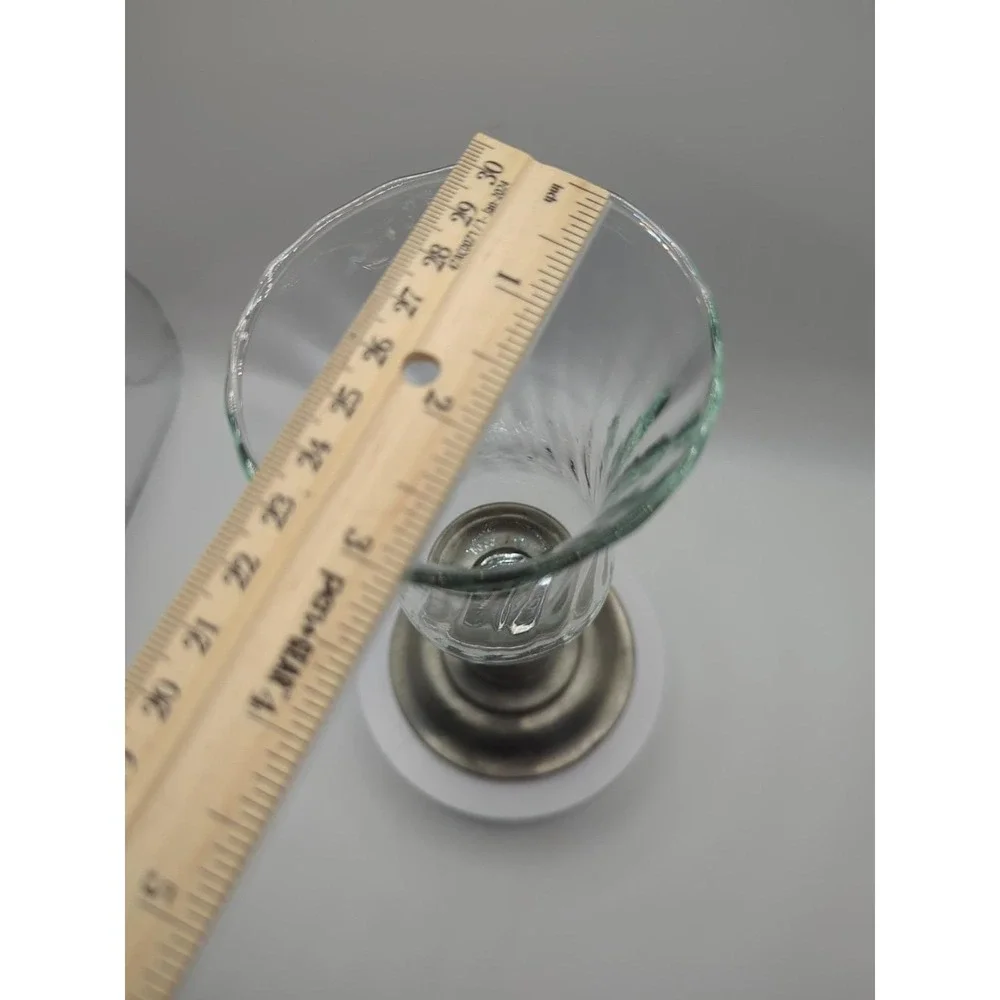 Vintage International Pewter Co Candlestick with Spiral Glass Votive Cup Silver